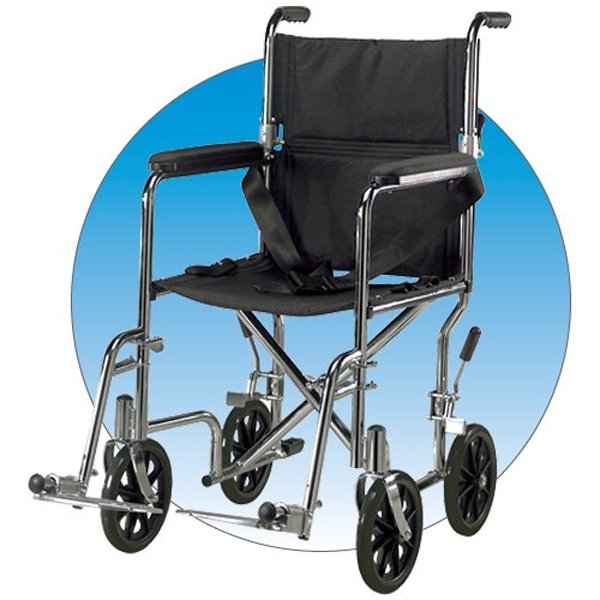 Drive Medical 17" Wide Steel Transport Chair with Removable Desk Arms