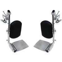 Show product details for Everest and Jennings Legrests Complete STD w/ Padded Calf Pads and Black Plastic Footplates, Pair