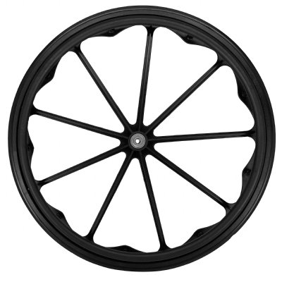 24" x 1" Economy Black Mag Wheel, with Black Urethane Tire, 7/16" Axle, Hub Width 2-1/4"