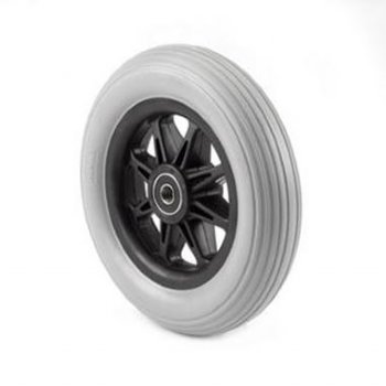 Caster Assembly 6 X 1 Inch 8-Spoke Gray Hard Rubber Tire, 5/16" Diameter, 1 3/16" Hub Width