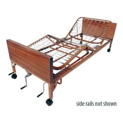 Drive Medical Multi-Height Manual Bed with Half Length Brown Vein Finish Side Rails