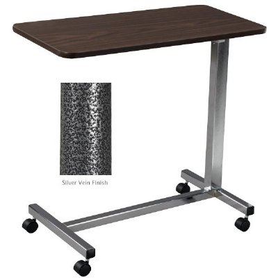 Standard Non-Tilt Overbed Table with Silver Vein Finish