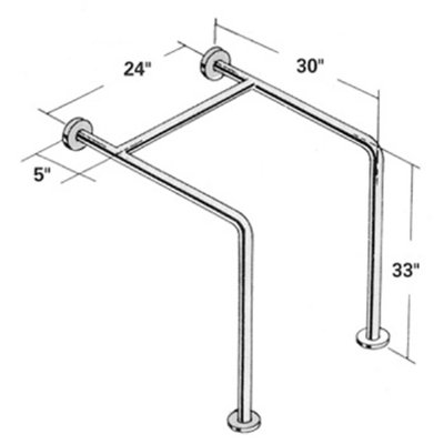 Wall to Floor Straddle Stainless Steel Grab Bar 24"