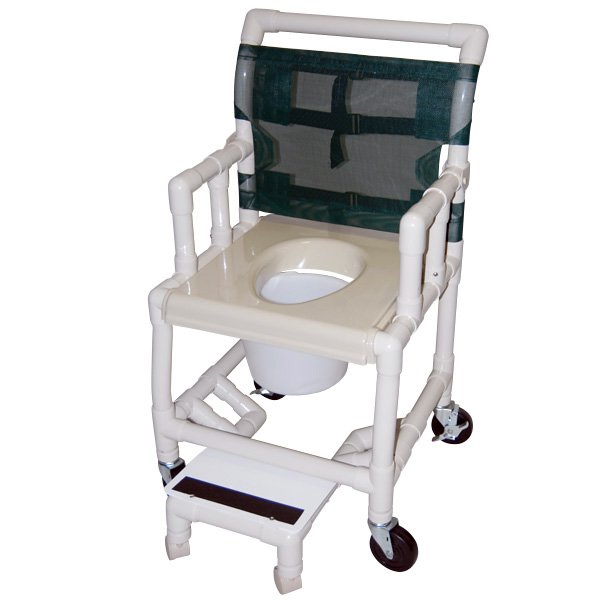 18 Wide Deluxe Drop Arm Shower / Commode Chair with Vacuum Formed Seat