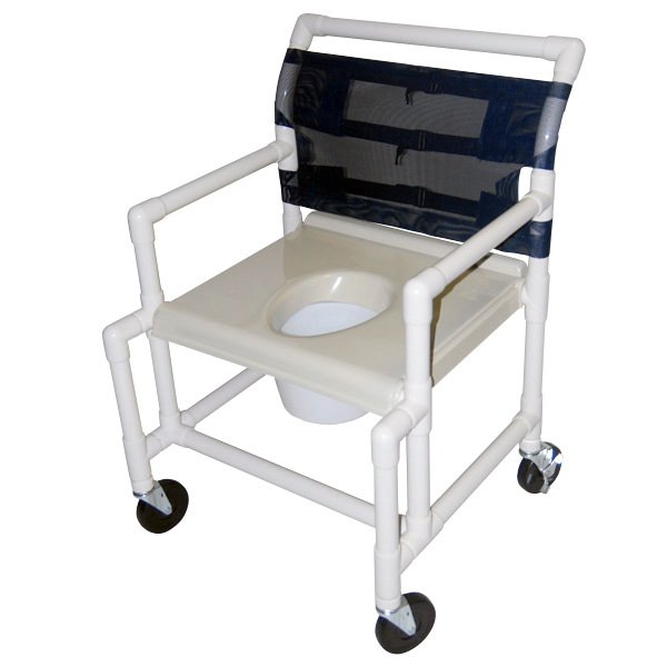 24 Wide Shower / Commode Chair with Extended Front and Vacuum Formed Seat