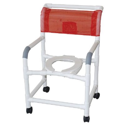 22" PVC Shower/Commode Chair - Standard - Open Front Seat - 3" x 1 1/4" Heavy-Duty Casters
