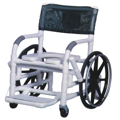26" Self Propelled Aquatic/Rehab Shower Chair w/24" Rear Wheels Open Front Soft Seat