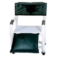 Show product details for 26" PVC Shower Chair - Uni-lateral or Bi-lateral Below Knee Amputee - Flat Stock Seat w/Drain Holes - w/Bar in Back