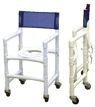 16" PVC Shower/Commode Chair - Folding - Open Front Seat