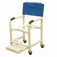 18" PVC Shower Chair w/Sliding Footrest, 3" x 1 1/4" Heavy Duty Casters