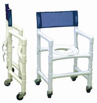 18" PVC Shower/Commode Chair - Folding - Open Front Seat