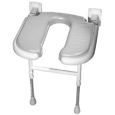 AKW Wall Mounted Fold Up U-Shaped Padded Shower Seat, Color Choice