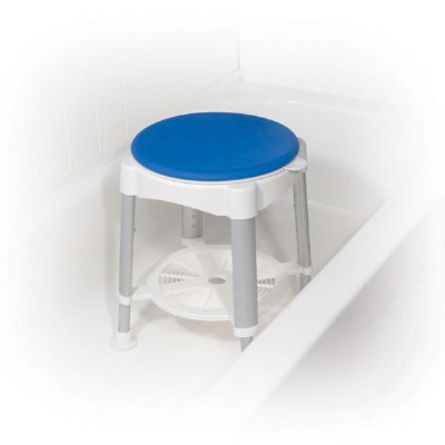 Bath Stool with Padded Rotating Seat, Height Adjustable