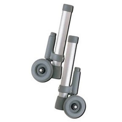 Walker Attachments, 3" Gray Rubber Wheels with Glide Brakes, for 1" Tubing