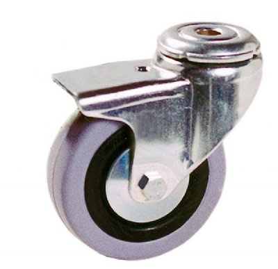 3" x 1" Steinco Swivel Caster, Gray Rubber, Hollow King Pin