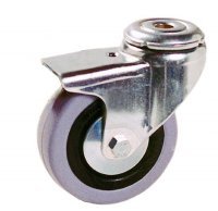 Show product details for 3" x 1" Steinco Swivel Caster, Gray Rubber, Hollow King Pin
