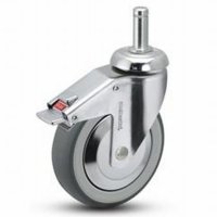 Show product details for Steinco 3" Grip Ring, Gray Rubber Wheel Caster, 7/16"Stem diam., 1 3/8"Stem Length,