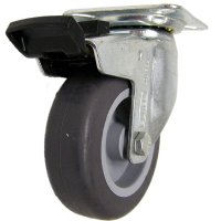 Show product details for Steinco 3" x 1" Plate(2 1/4" x 2 1/4") Caster, Gray Rubber Wheel, Ball Bearings, Swivel/Total Lock