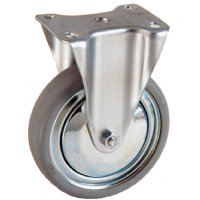 Show product details for 5" Tente Sealed Plated Caster, Gray Rubber, Ball Bearings, Fixed Caster