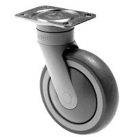 Show product details for 5" Tente Synthetic Rubber Swivel Caster, Water Resistant, Bolt Hole Pattern 3" x 1 3/4", 220lbs Cap. per Caster