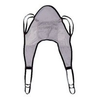 Show product details for 4-Point Hoyer Bath Sling with Head Support - Nylon Mesh - Large Gray