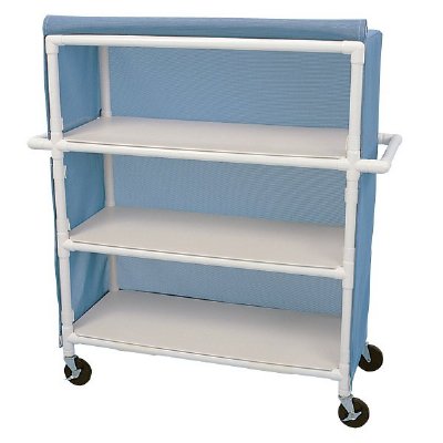 Full Quality Jumbo Linen Cart with 3 Shelves, 48" x 20"