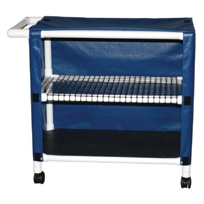 2 Shelf Mini Linen Cart w/Open Grid Shelf System, Shelves 20" x 25", Solid or Mesh Cover