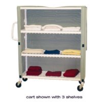 Show product details for 2 Shelf Linen Cart w/Open Grid Shelf System, Shelves 20" x 45", Solid or Mesh Cover