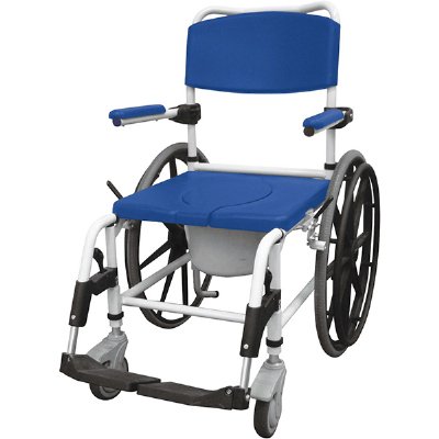 Drive Medical Aluminum Shower Commode Mobile Chair with 24" Rear Wheels