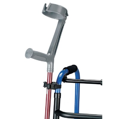Velcro tube-mountable crutch/cane holder