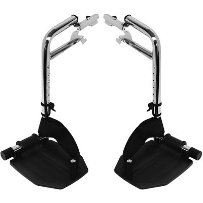 Invacare Footrests Complete Hemi, Cam-Lock w/ Black Aluminum Footplates and Heel Loops, Pair