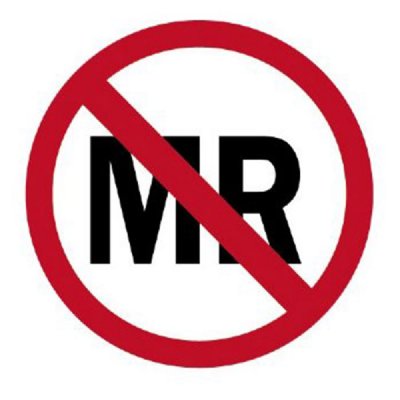 Not MR Safe Stickers, 1 1/2" x 2", Choose Pack Size