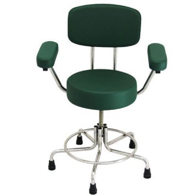 MRI Doctor Stool, Adj 21"-27" Height, w/Rubber Tips, Back Rest & Arms