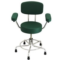 Show product details for MRI Doctor Stool, Adj 21"-27" Height, w/Rubber Tips, Back Rest & Arms