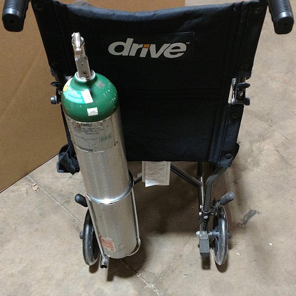 Wheelchair O2 Holder for D & E Cylinders
