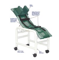 Show product details for MJM Reclining PVC Bath/Shower Chair - Medium with Base and Casters
