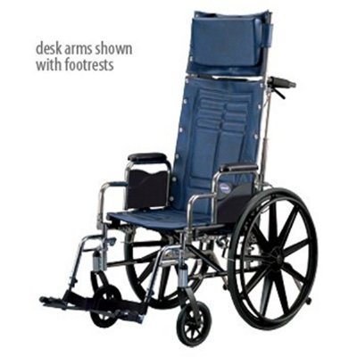 Invacare Tracer SX5 Reclining Wheelchair - 18" Wide x 16" Deep - Detachable Full Arms & Legrests