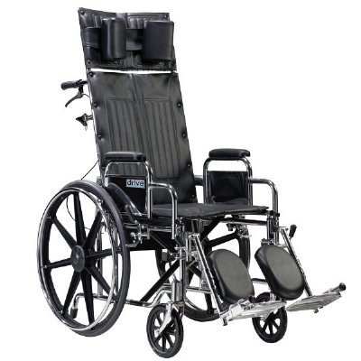 Drive Medical Sentra Full Reclining Wheelchair 22" Wide, Detachable Desk Arm & Legrests