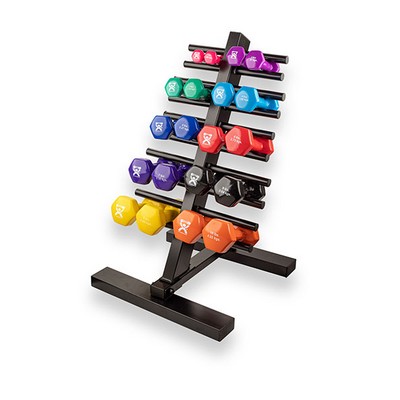 CanDo vinyl coated dumbbell - 20-piece set with Floor Rack - 2 each 1, 2, 3, 4, 5, 6, 7, 8, 9, 10