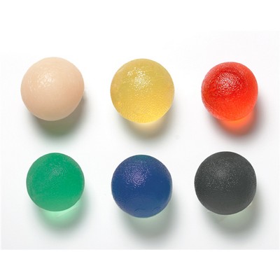 CanDo Gel Squeeze Ball - Standard Circular - 6-piece set (tan, yellow, red, green, blue, black)