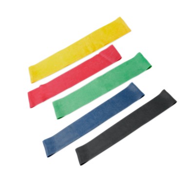 CanDo Band Exercise Loop - 5-piece set (15"), (1 each: yellow, red, green, blue, black), 10 sets