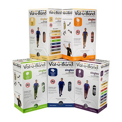 Val-u-Band Resistance Bands, Pre-Cut Strip, 5', 5 Cases of 30 Units Each, Peach, Orange, Lime, Blueberry, Plum, Latex-Free