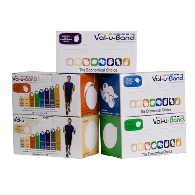 Val-u-Band Resistance Bands, Dispenser Roll, 6 Yds., 5-Piece Set, Peach, Orange, Lime, Blueberry, Plum, Contains Latex