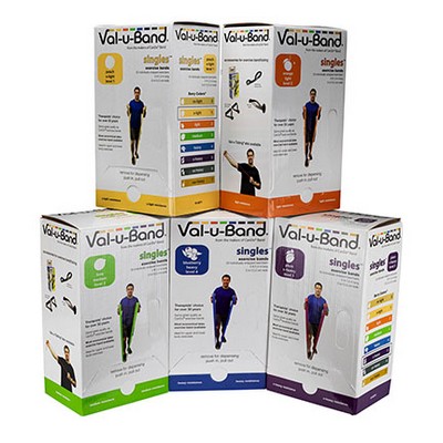 Val-u-Band Resistance Bands, Pre-Cut Strip, 5', 5 Cases of 30 Units Each, Peach, Orange, Lime, Blueberry, Plum, Contains Latex