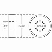 112-100 Wheelchair Bearing Metric 12mm ID x 32mm OD without Flange