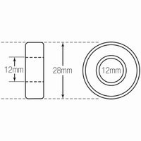 112-101 Wheelchair Bearing Metric for Fork Stem 12mm ID x 28mm OD without Flange