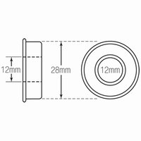112-104 Wheelchair Bearing Metric for Fork Stem 12mm ID x 28mm OD with Flange
