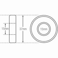 Wheelchair Bearing Metric for Rear Wheel 15mm ID x 37mm OD without Flange