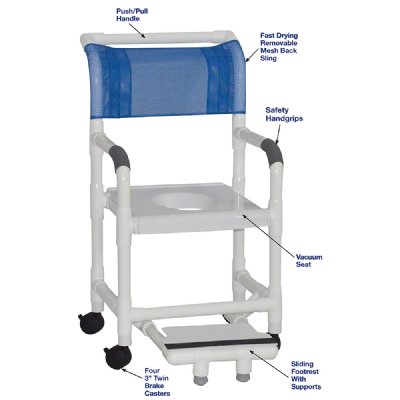 Shower Chair with Vaccuum Seat and Sliding Footrest Support