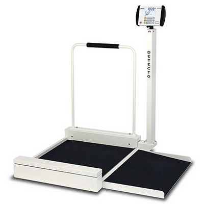 Detecto, Wheelchair Scale, Stationary, Digital, 800 lb x .2 lb / 360 kg x .1 kg, AC Adap